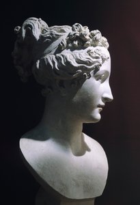 Paolina Borghese als Venus Victrix, von Antonio Canova (1757-1822), weißer Marmor