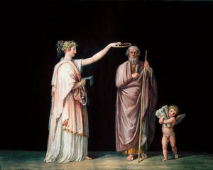 Die Muse Kalliope und Homer. Tempera von Antonio Canova (1757-1822), ca. 1798.
