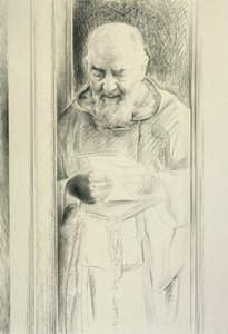Padre Pio beim Lesen, 1988-89 von Antonio Ciccone