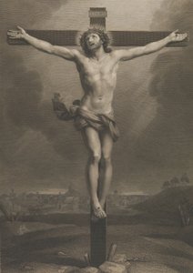 Christus am Kreuz, eine Stadt im Hintergrund, nach Reni, 1850-88