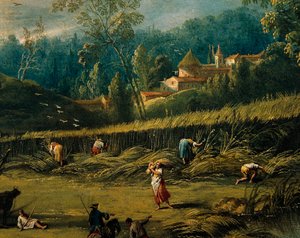 Die Ernte, Detail aus Der Sommer, von Antonio Diziani (1737-1797)