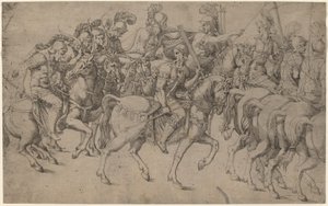Reiter mit Bögen und Speeren
