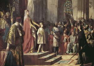 Maria de Molina stellt ihren Sohn den Cortes von Valladolid vor. 1863 von Antonio Gisbert