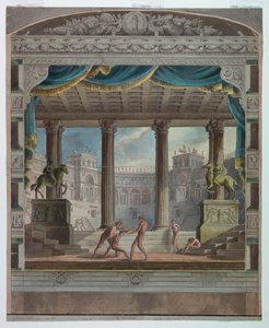 Theatervorhang: Blick auf ein klassisches Amphitheater, Marsigli-Rossi-Theater, Bologna