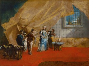 Innenraum: Eine Sultana trinkt Kaffee im Harem, 1742-1743 von Antonio Guardi