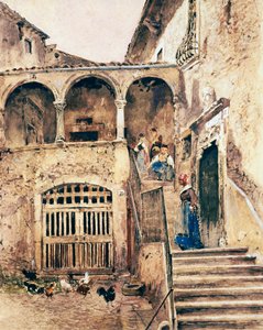 Innenhof eines Mietshauses von Antonio Mancini