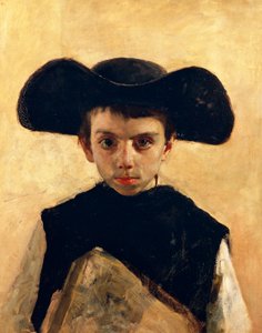 Prevetariello (kleiner Priester), von Antonio Mancini (1852-1930), Öl auf Leinwand, 66x53 cm von Antonio Mancini