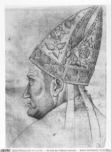 Kopf eines Bischofs, aus dem Vallardi-Album von Antonio Pisanello