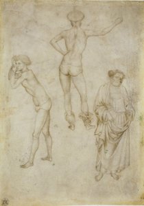 Zwei männliche Figurenstudien und der heilige Petrus, 1430-1435