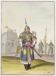 Chinesischer Soldat in voller Kampfausrüstung, Illustration aus 