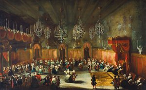 Ball zu Ehren von Anna Maria Luisa de Medici, Kurfürstin der Pfalz, ca. 1718-1719 von Antonio Stom