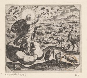 Gott erschafft die Vögel und die Fische