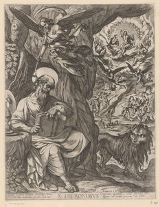 H. Hieronymus in der Wildnis, das Jüngste Gericht betrachtend