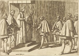 Italienischer Prinz vor Margarete von Österreich von Antonio Tempesta