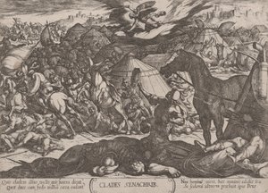 Tafel 21: Der Engel des Herrn besiegt die Armee von Sanherib, ca. 1590-ca. 1610 von Antonio Tempesta