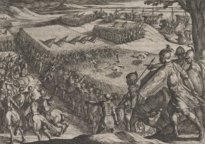 Tafel 6: Römer besiegt in der Nähe des Rheins, aus Der Krieg der Römer gegen die Bataver