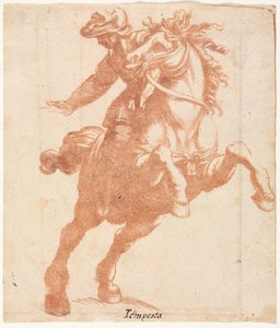 Aufbäumendes Pferd und Reiter von Antonio Tempesta