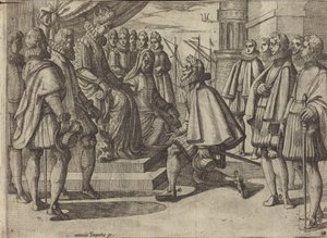 Spanischer Herzog vor Margarete von Österreich [verso] von Antonio Tempesta