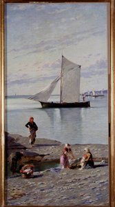 Wäscherinnen am Ufer des Bisagno-Flusses bei Genua, Italien von Antonio Varni