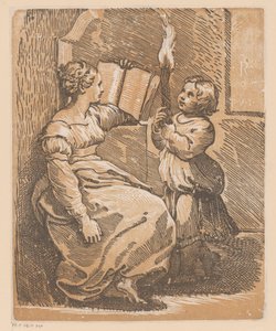 Lesende Sibylle mit Kind von Antonio da Trento (attributed to)