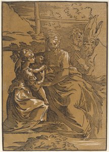 Die Heilige Familie mit zwei Heiligen von Antonio da Trento after Parmigianino