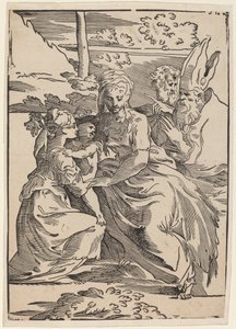 Die Heilige Familie mit zwei Heiligen von Antonio da Trento after Parmigianino