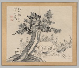 Doppelalbum mit Landschaftsstudien nach Ikeno Taiga, Band 2 Blatt 32, 18. Jahrhundert