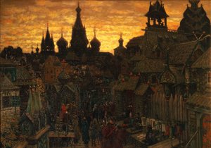 Altes Moskau. Straße in Kitai-Gorod im 17. Jahrhundert, 1900 von Apollinari Mikhailovich Vasnetsov