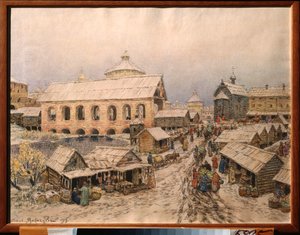Moskau im 17. Jahrhundert, die Auferstehungsbrücke von Apollinari Mikhailovich Vasnetsov