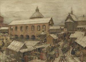 Altes Moskau. Okhotny Ryad, 1900er-1910er Jahre von Apollinari Mikhailovich Vasnetsov
