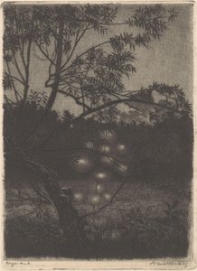 Garten mit leuchtendem Baum