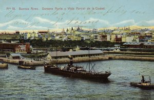Norddock und Teilansicht der Stadt, Buenos Aires, Argentinien