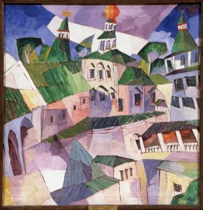 Kloster. Der Bischofshof im Kloster Neu-Jerusalem in Russland. Gemälde von Aristarkh Vasilyevich Lentulov (1882-1943), Öl auf Leinwand