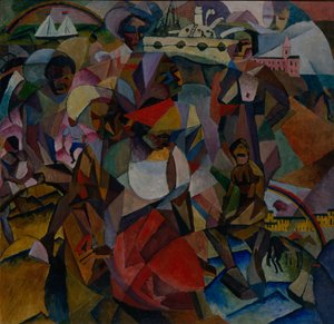 Studie der symbolischen Ähnlichkeiten im Porträt von Marianna Lentulova, 1912 von Aristarkh Vasilievic Lentulov