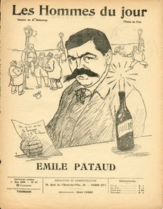 Titelblatt von „Les Hommes du jour“, Satirisch in Schwarz-Weiß von Aristide Delannoy
