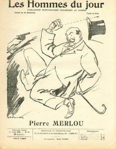 Cover von „Les Hommes du jour“, satirisch in Schwarz-Weiß von Aristide Delannoy
