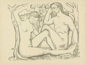 Adam und Eva sitzen bei einem Baum von Aristide Maillol