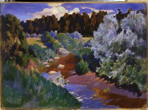 Landschaft mit Fluss von Arkadij Aleksandrovic Rylov