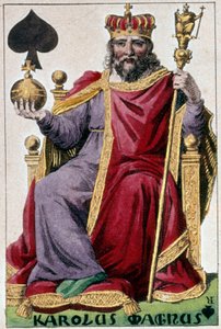 Darstellung von Karl dem Großen (Karl I. genannt Karl der Große) (Detail einer Spielkarte)