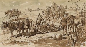 Ochsenkarren und Packpferde in primitiven Zeiten von Armand Jean Heins