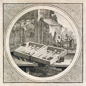 Backgammon-Set und Spieler aus Stichtelyke Zinnebeelde