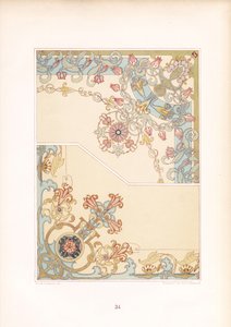 Jugendstil-Eckornamente mit Blumenmotiven