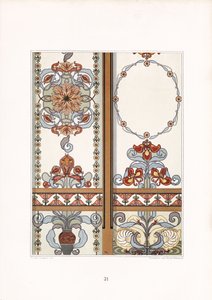 Jugendstil-Paneele mit Iris- und Blumenornamenten von Arnold Lyongrün