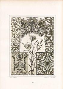 Nelkenmotive und ornamentale Oberflächenmuster in Monochrom