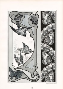 Dekorative Paneele und Bordüre mit Vogel- und Schmetterlingsmotiven