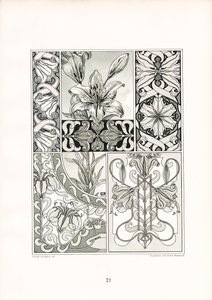 Lilienornamente in monochromer Komposition