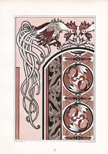 Ornamentale Buchdekoration mit Hähnen