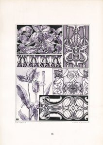 Stilisierte Lilienmotive in verschiedenen ornamentalen Formen