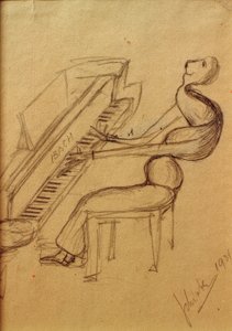 Karikatur (Klavierspieler) von Arnold Schönberg