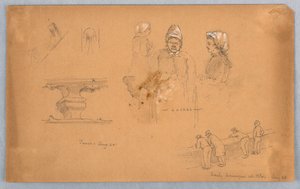 Architektonische und Figurenskizzen